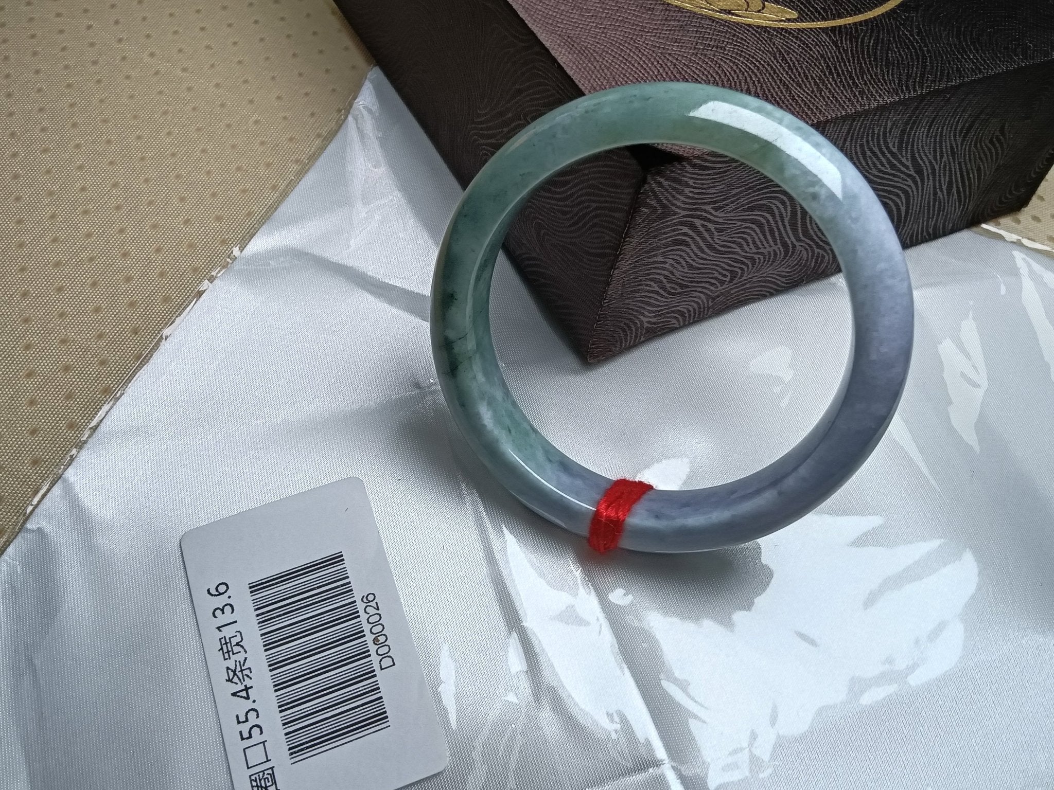 Apple Green mixed Lavender Burmese Jadeite Bracelet with Certificate (Size:54 - 55mm) - Jadeite Ding