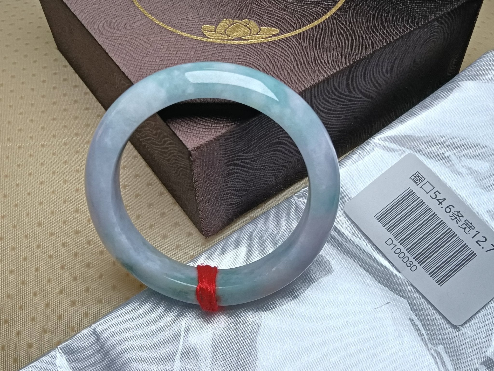 Apple Green mixed Lavender Burmese Jadeite Bracelet with Certificate (Size:54 - 55mm) - Jadeite Ding