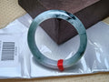 Apple Green with Lavender and Drak Floating Flower Nature Type - A Jadeite Bangles (Size:54 - 55mm) W026 - Jadeite Ding