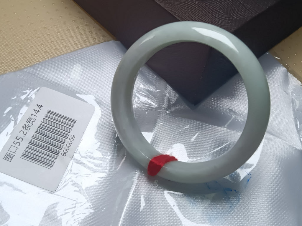 Bluesh Green with Flowing Flower Burmese JGIA Certified Jadeite Bangle (Size:54 - 55mm) - Jadeite Ding