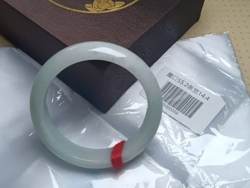Bluesh Green with Flowing Flower Burmese JGIA Certified Jadeite Bangle (Size:54 - 55mm) - Jadeite Ding