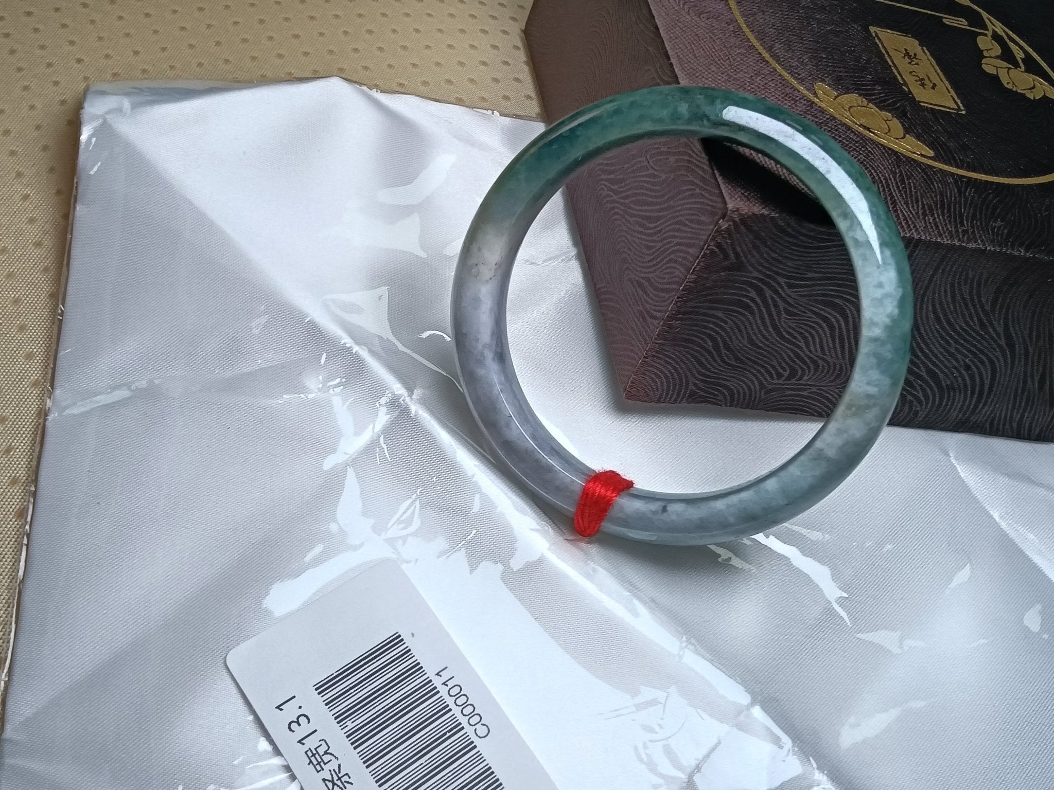 Dark Green & Lavendar Burmese JGIA Certified Jadeite Bangle (Size:56 - 58mm) C011 - Jadeite Ding