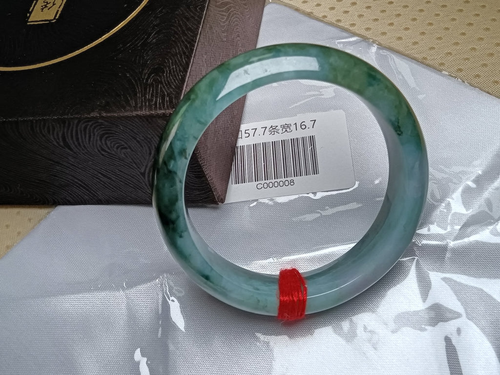 Dark Green &Light Green Burmese JGIA Certified Jadeite Bangle (Size:56 - 57mm) C008 - Jadeite Ding