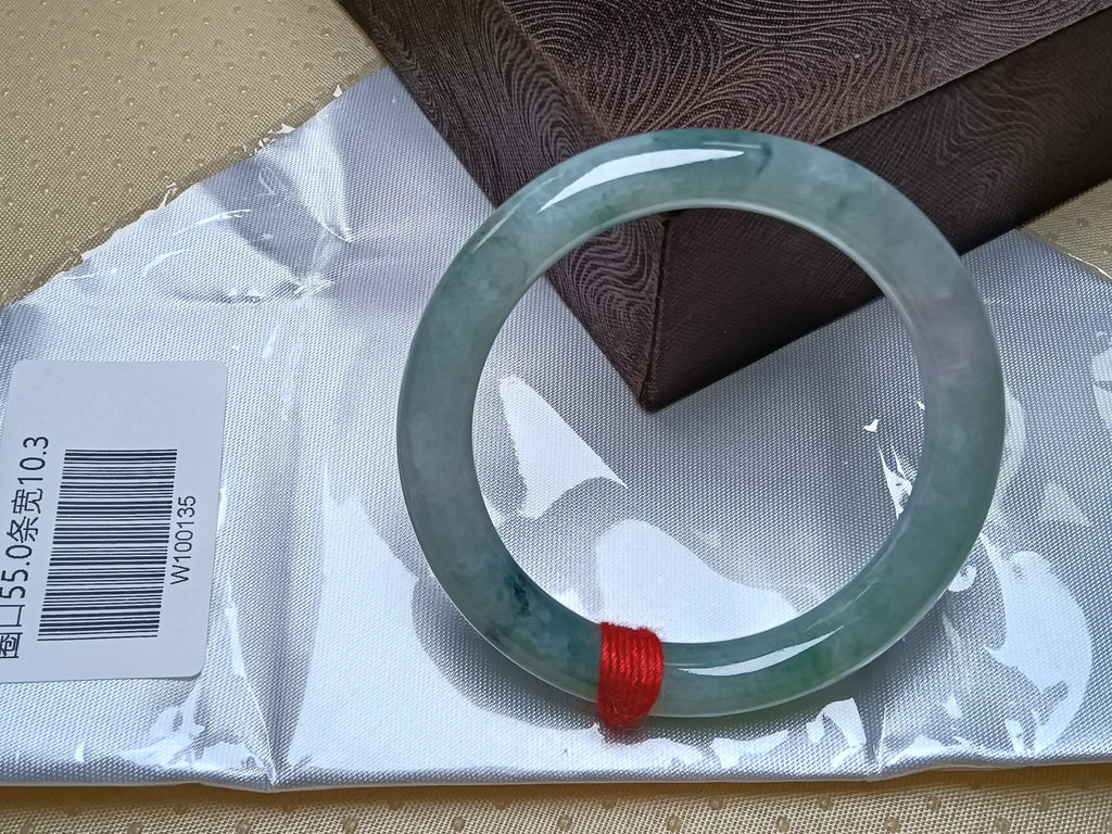 Full Light Green with Floating Flower Nature Type - A Jadeite Bangles (Size:55mm) W135 - Jadeite Ding