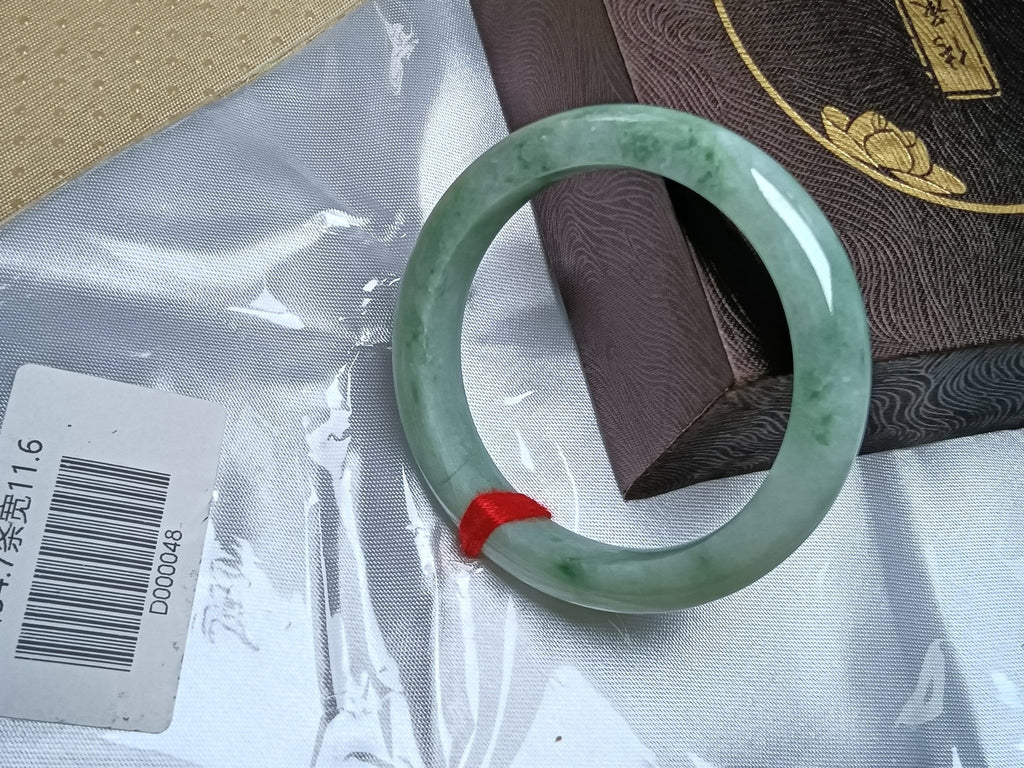 Icy Full Apple Green Nature Type - A Jadeite Bangles (Size:54 - 55mm) - Jadeite Ding