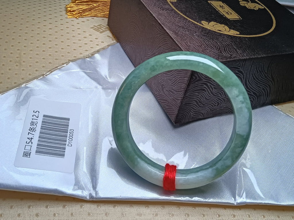 Icy Full Apple Green Nature Type - A Jadeite Bangles (Size:54 - 55mm) - Jadeite Ding