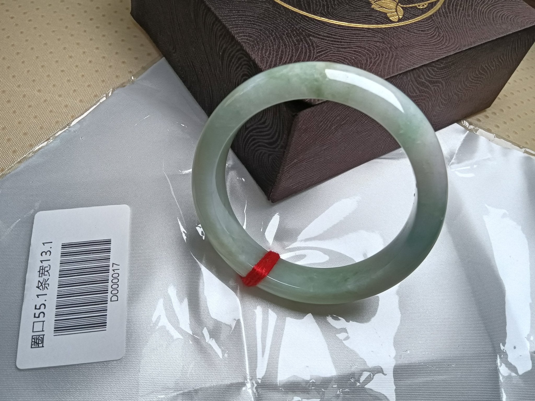 Icy Light Green Mixed Light Yellow Nature Type - A Jadeite Bangles (Size:54 - 55mm) D017 - Jadeite Ding