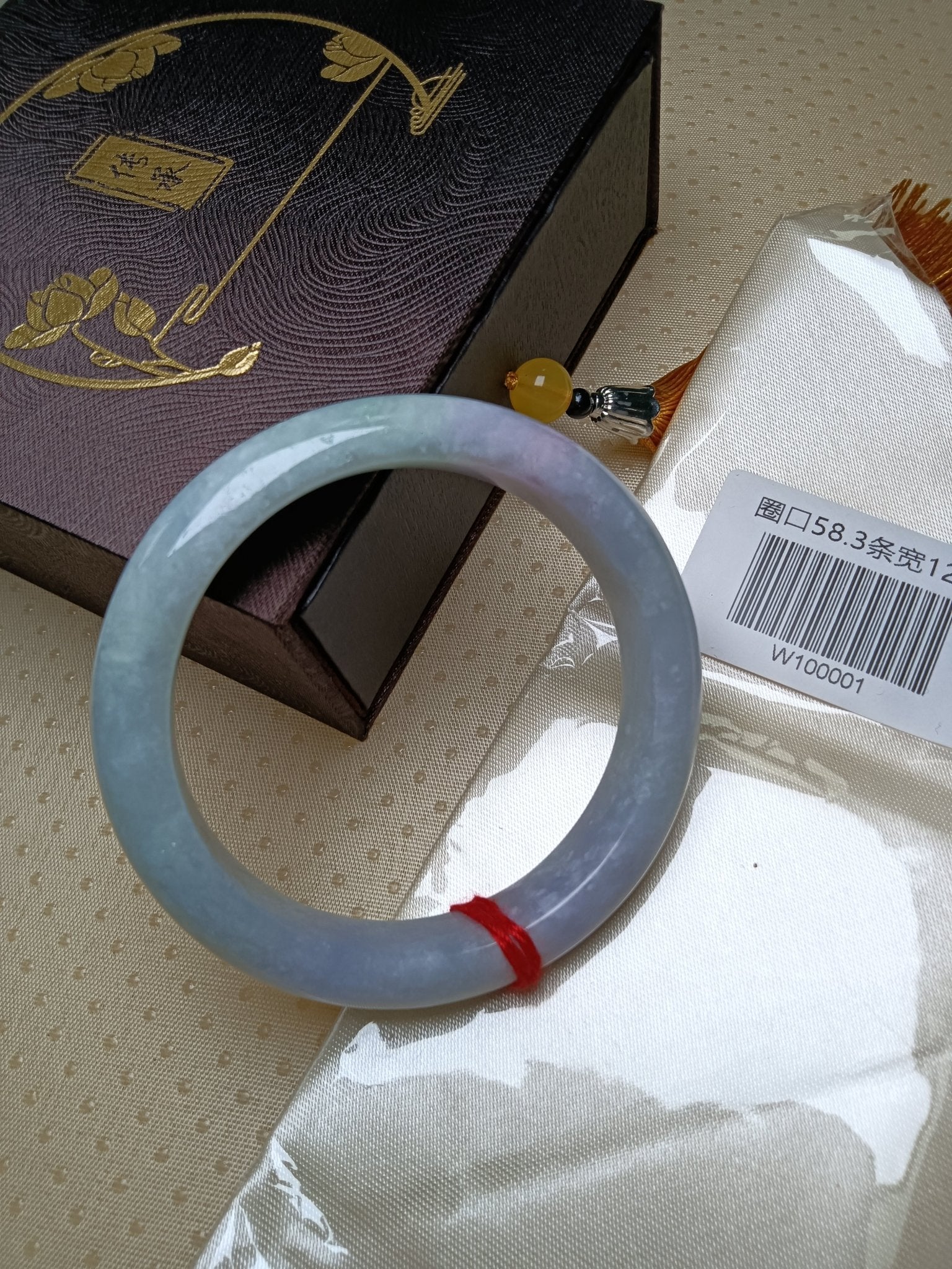 Lavender mixed Light Green Type - A Jadeite Bangles (Size: 58 - 59mm) - Jadeite Ding