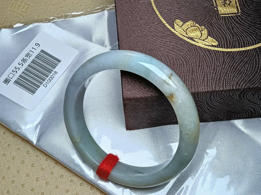 Lavender&Green with Floating Flower Burmese JGIA Certified Jadeite Bangle (Size:55 - 56mm) - Jadeite Ding