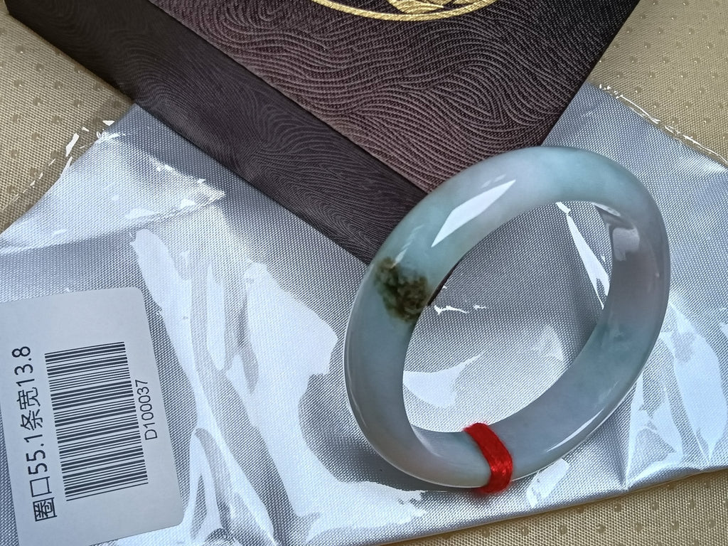 Lavender&Green with Floating Flower Burmese JGIA Certified Jadeite Bangle (Size:55 - 56mm) - Jadeite Ding