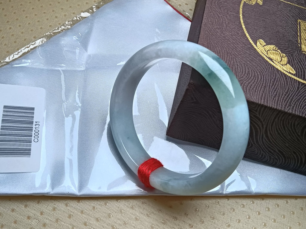 Light Green and Less Lavender Natural Grade - A Jadeite Bangles (Size:55 - 56mm) - Jadeite Ding