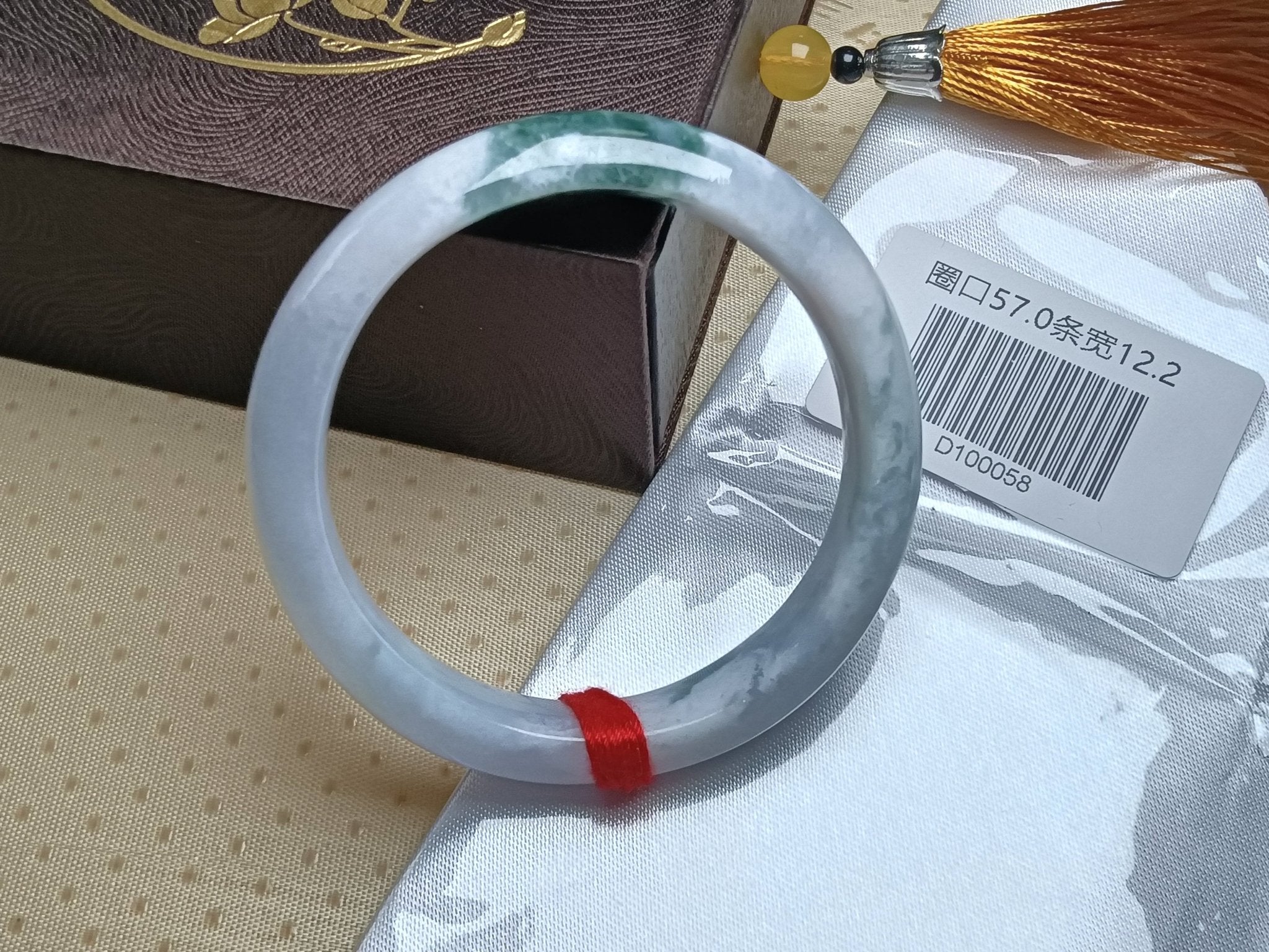 Light Lavendar with Spicy Green Burmese JGIA Certified Jadeite Bangle (Size:56 - 57mm) D058 - Jadeite Ding
