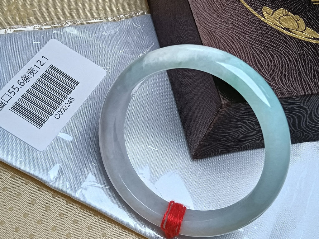 Light Lavender Natural Jadeite Type A Jade Bangle (Size:55 - 56mm) - Jadeite Ding