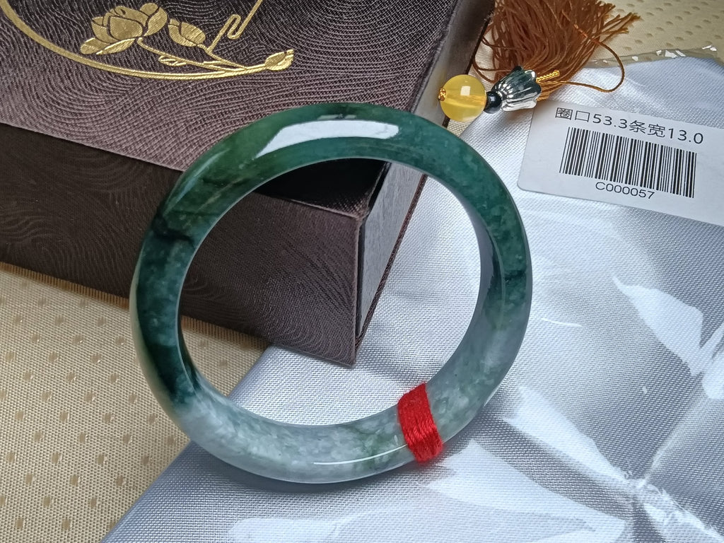 Light Lavender&Green Burmese Jadeite Bracelet with Certificate (Size:53 - 54mm) - Jadeite Ding