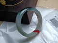 Moonlight Color Base with Dark Green Floating Flower Nature Type - A Jadeite Bangles (Size:55 - 56mm) C006 - Jadeite Ding
