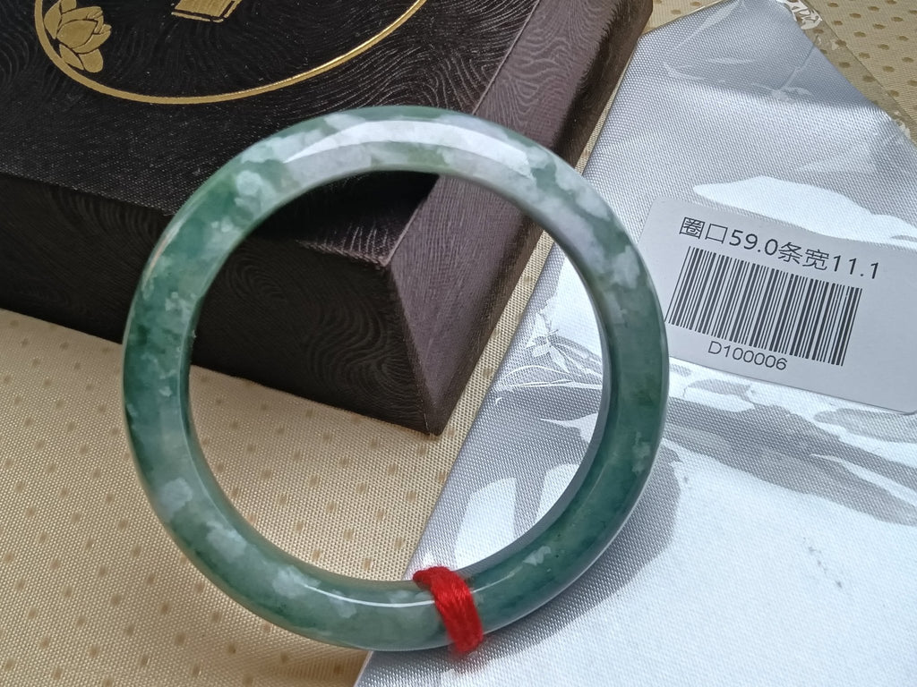 Natural Burmese Type - A Full Light Apple Green Jadeite Bangles (Size59 - 60mm) - Jadeite Ding