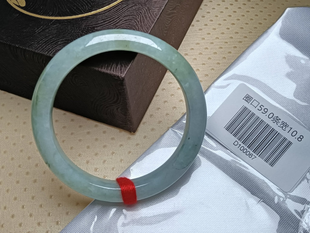 Natural Burmese Type - A Full Light Apple Green Jadeite Bangles (Size59 - 60mm) - Jadeite Ding