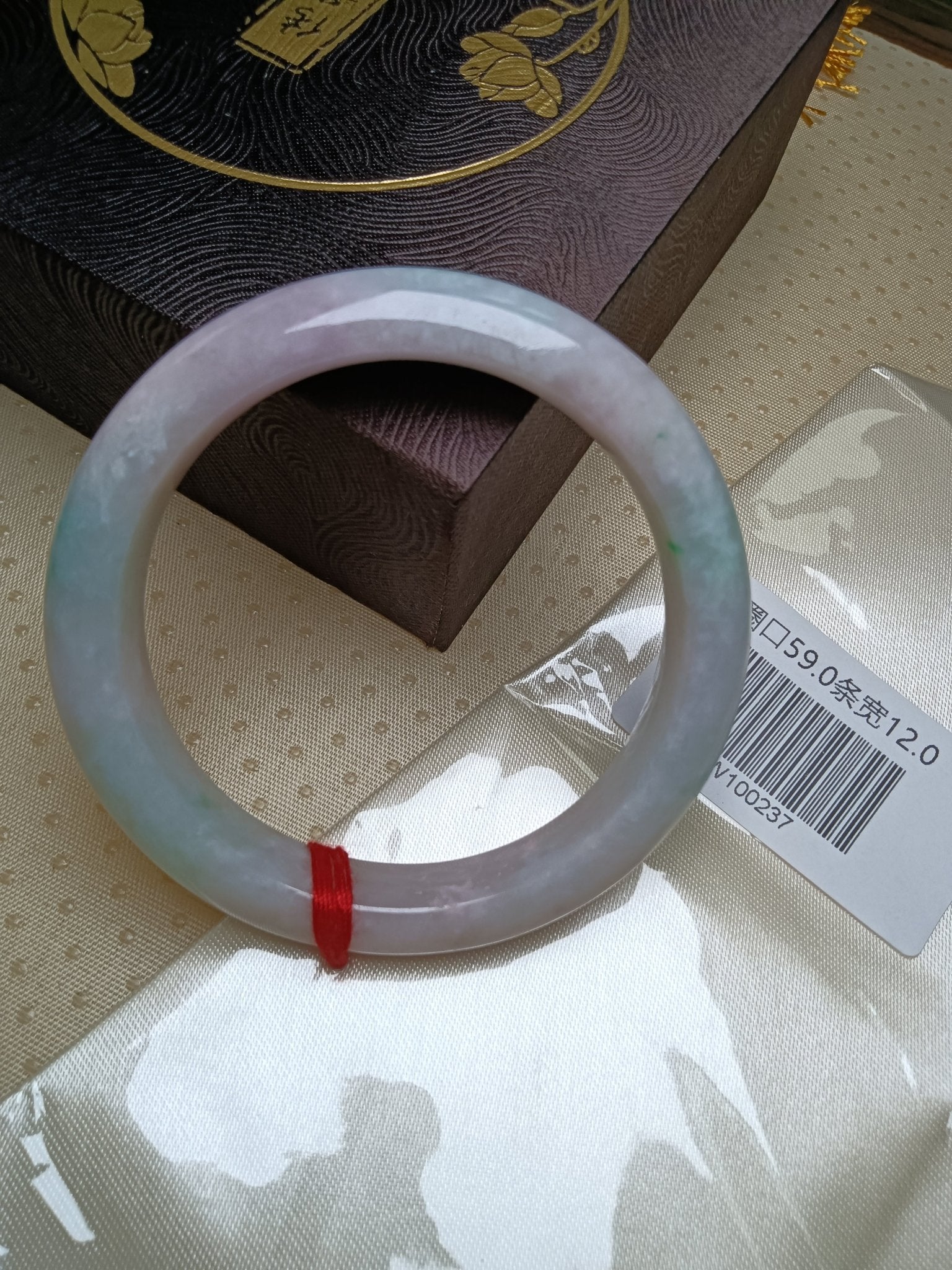 Pinkish Lavender with Light Apple Green Myanmar Jadeite Bracelet (Size: 59mm) W237 - Jadeite Ding