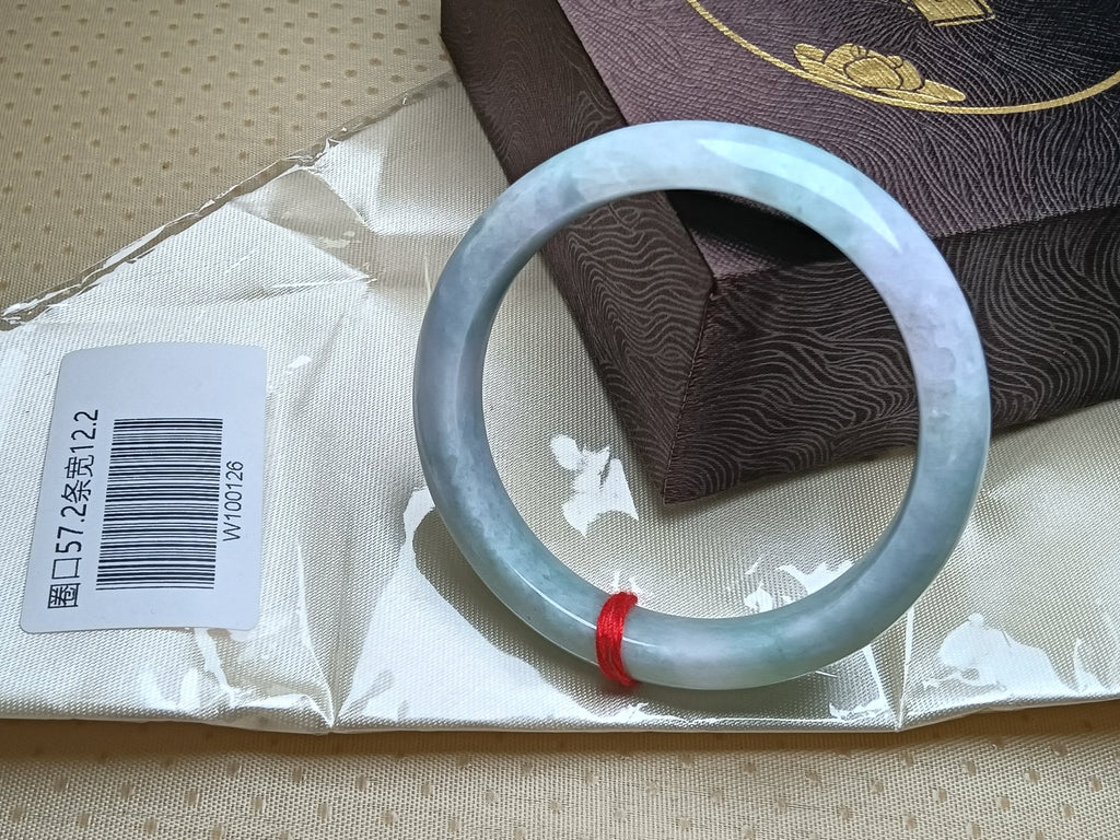 Spring Color Green & Lavendar Burmese JGIA Certified Jadeite Bangle (Size:56 - 57mm) W126 - Jadeite Ding