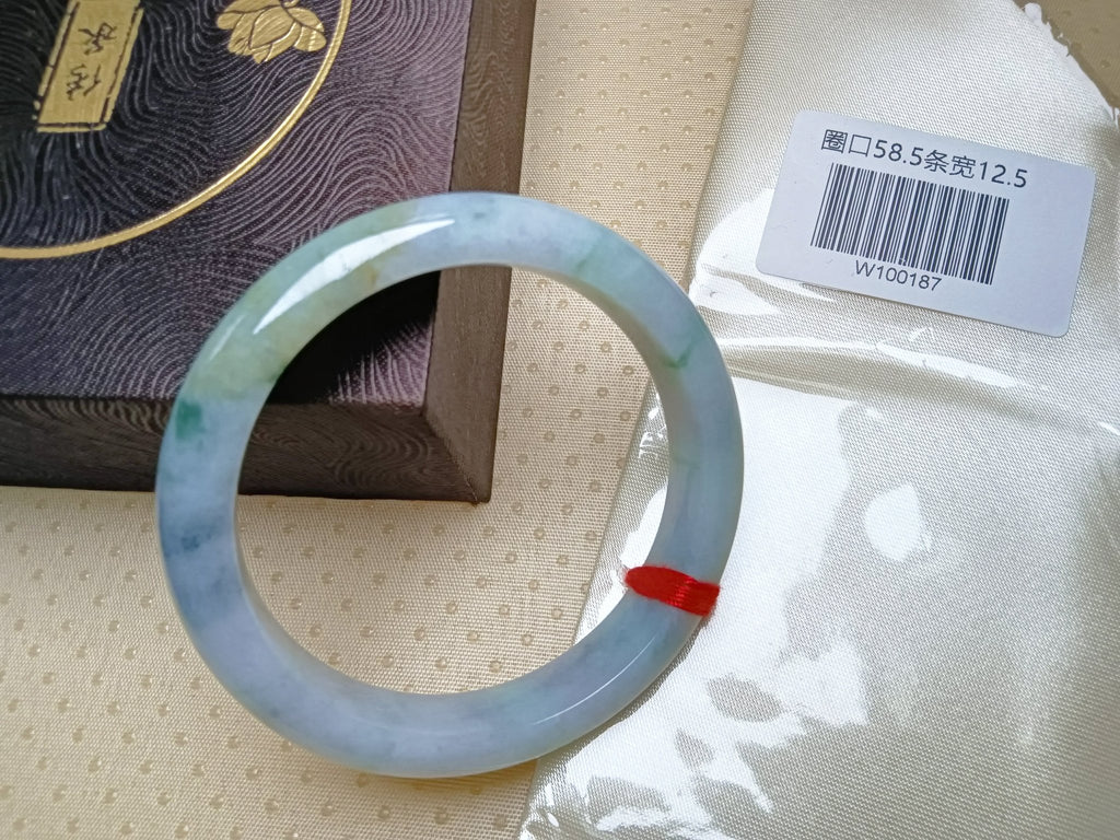 Spring Color Lavender and Green mixed Yellow Natural Jadeite Bangle(Size: 58 - 59mm) - Jadeite Ding