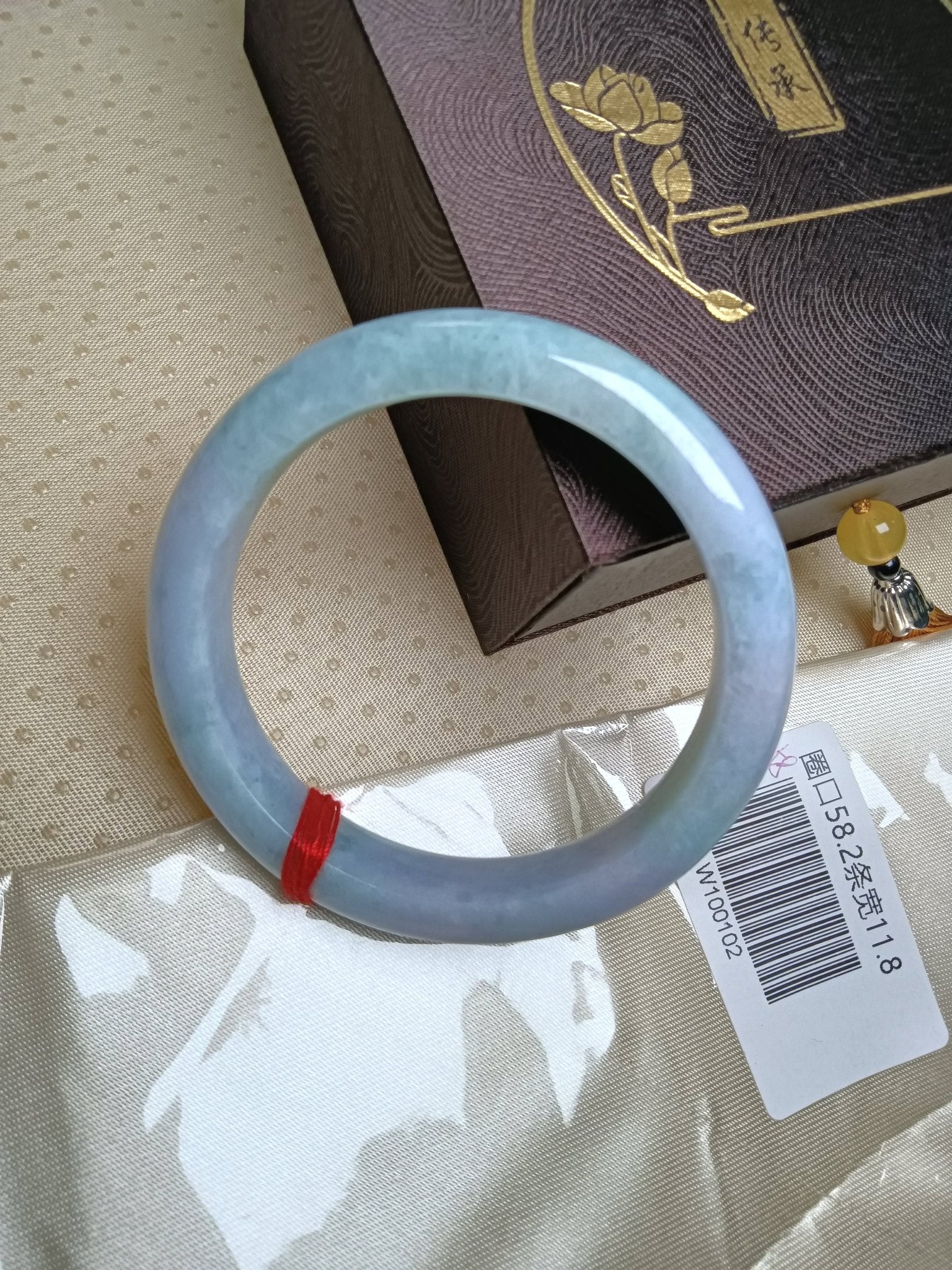 Spring Color Lavender and Green mixed Yellow Natural Jadeite Bangle(Size: 58 - 59mm) - Jadeite Ding