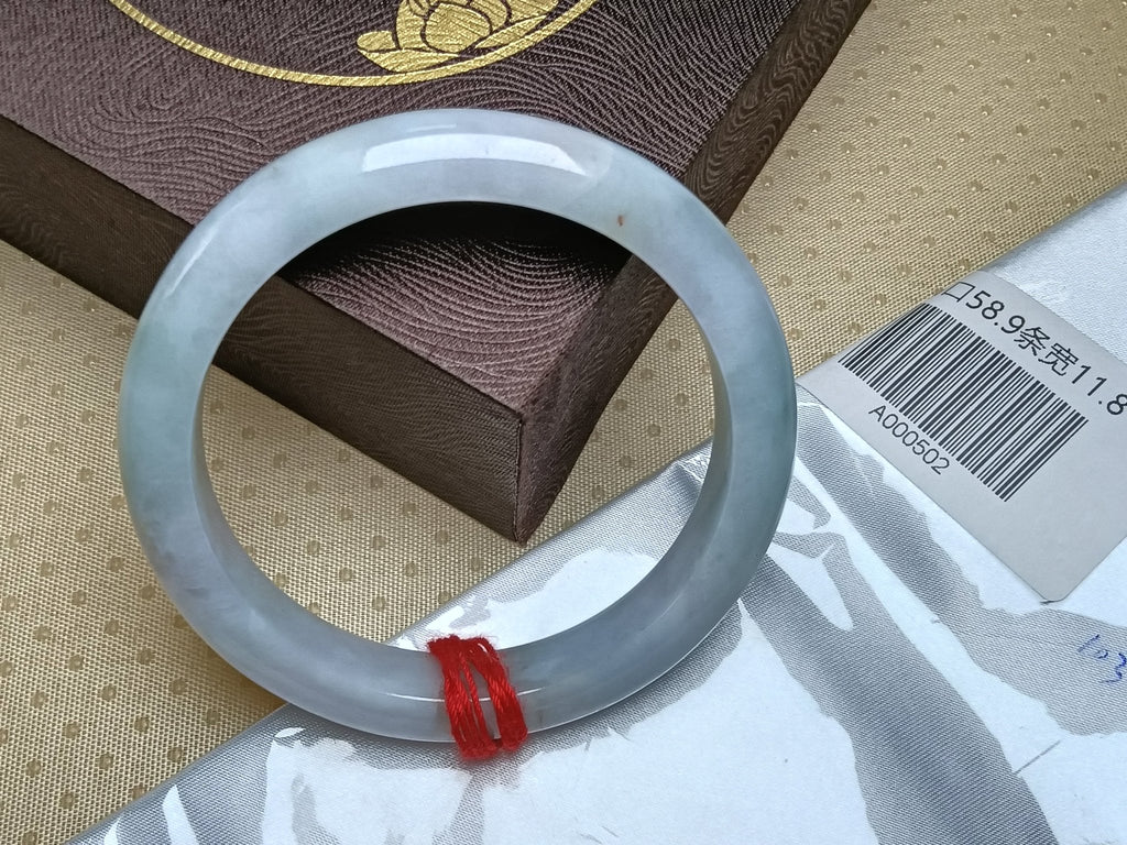 Spring Color Lavender &Green with Floating Flower Nature Type - A Jadeite Bangles (Size:58 - 59mm) - Jadeite Ding