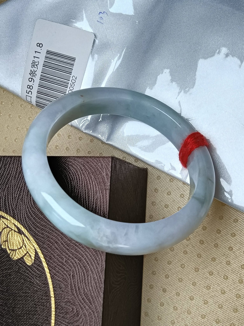 Spring Color Lavender &Green with Floating Flower Nature Type - A Jadeite Bangles (Size:58 - 59mm) - Jadeite Ding