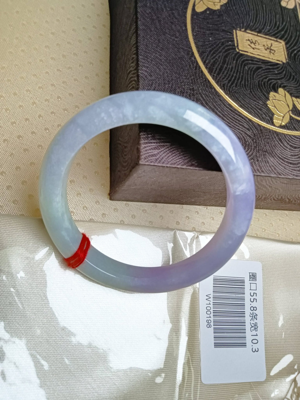 Spring Color Light Lavender mixed Apple Green Burmess Jadeite Bracelet (Size: 55 - 56mm) - Jadeite Ding