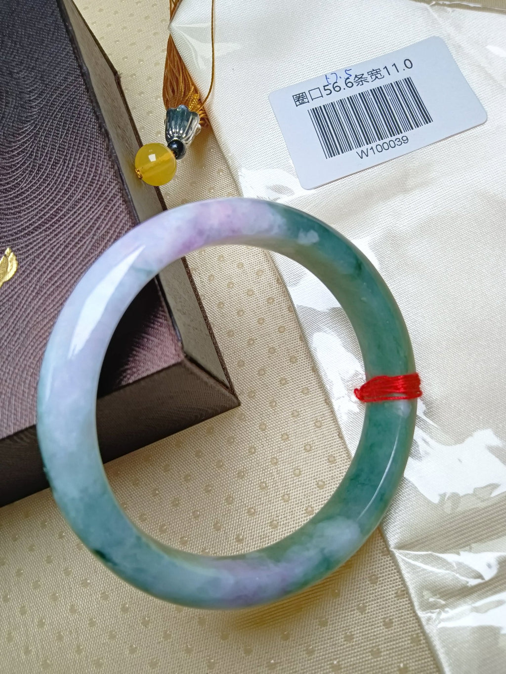 Spring Color Light Lavender mixed Green Natural Jadeite Bangle(Size: 57 - 58mm) - Jadeite Ding
