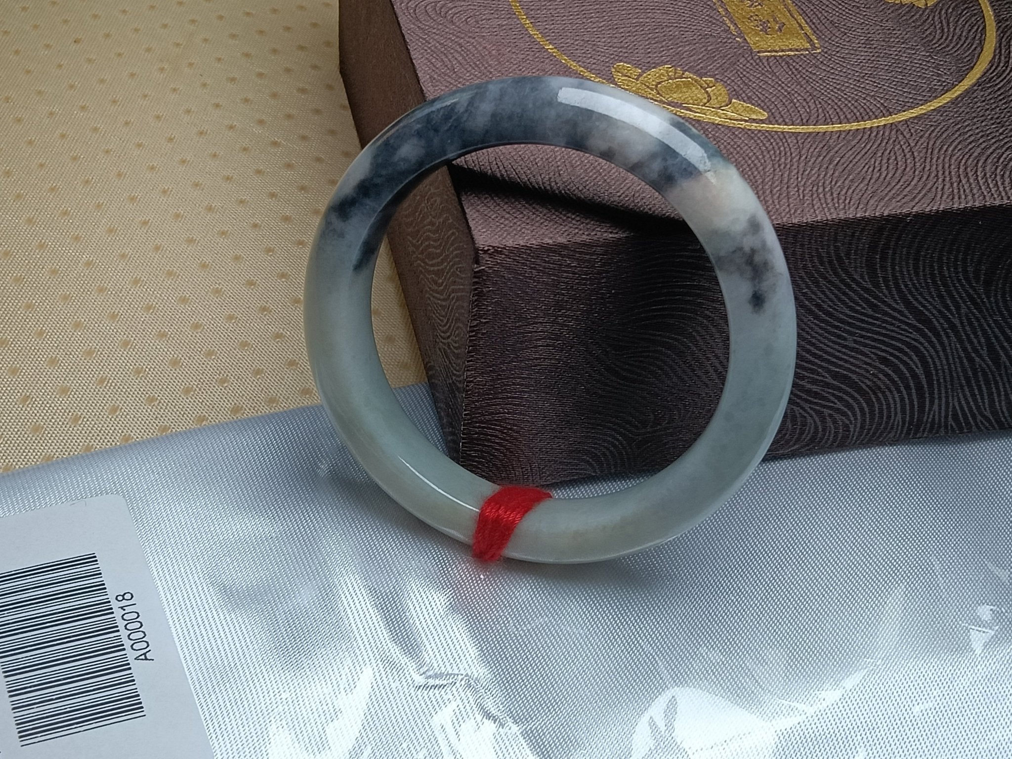 Transparent Moonlight Color with Yellow and "Wuji" Natural Type - A Jade Bangle(Size: 51mm) A018 - Jadeite Ding