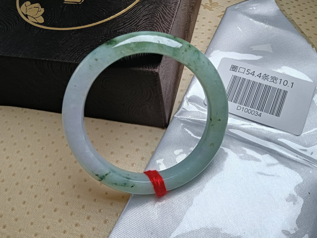 Trasparent Green mixed LavenderBurmese JGIA Certified Jadeite Bangle (Size:54 - 55mm) - Jadeite Ding