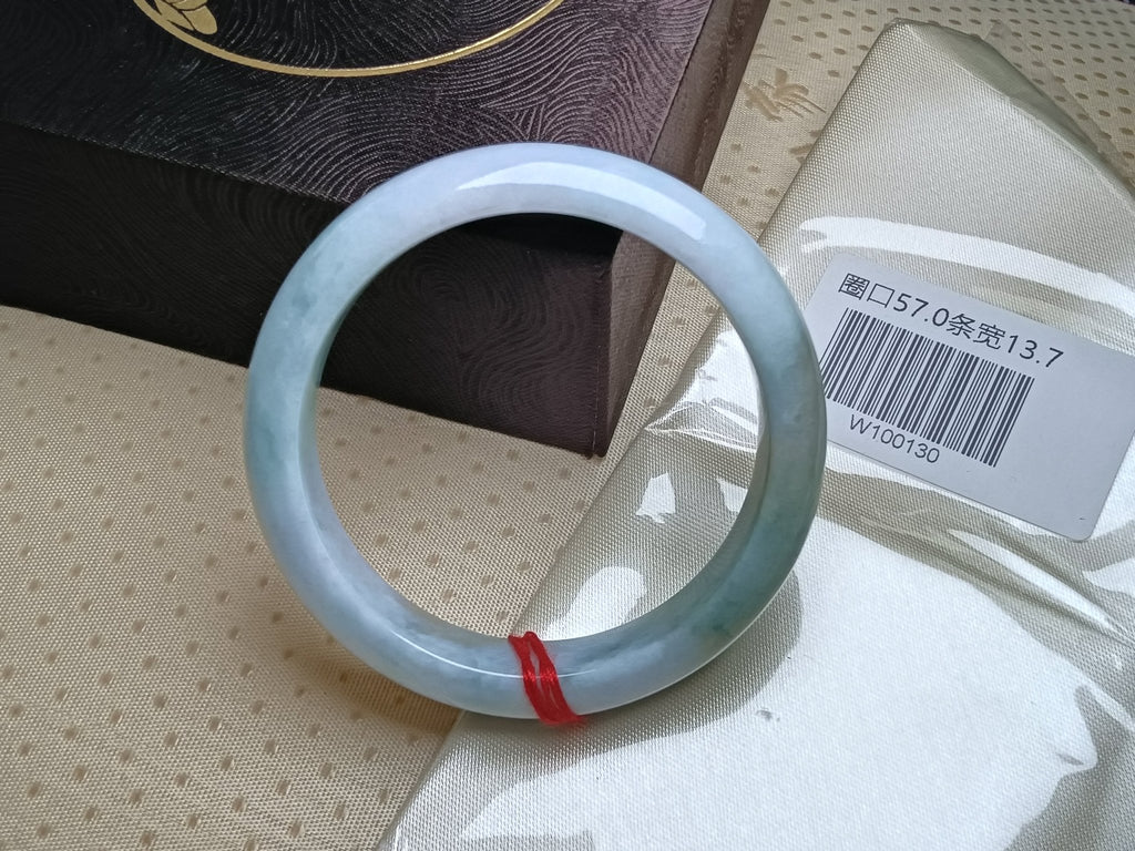 Watery Green & Lavendar Burmese JGIA Certified Jadeite Bangle (Size:56 - 57mm) W130 - Jadeite Ding