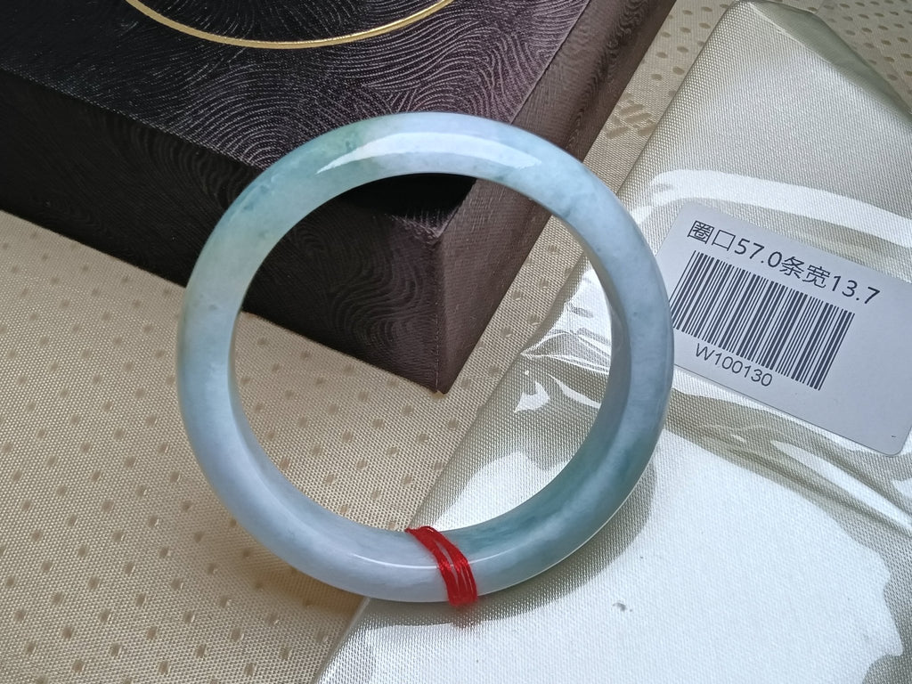 Watery Green & Lavendar Burmese JGIA Certified Jadeite Bangle (Size:56 - 57mm) W130 - Jadeite Ding